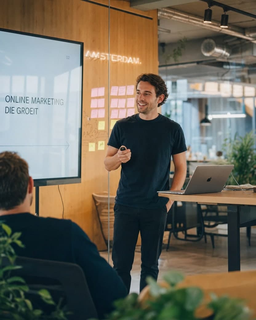 Iemand werkt op een laptop met een AI-chat geopend